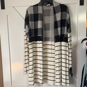 Lovely Melody Black and Gray Buffalo Plaid Cardigan